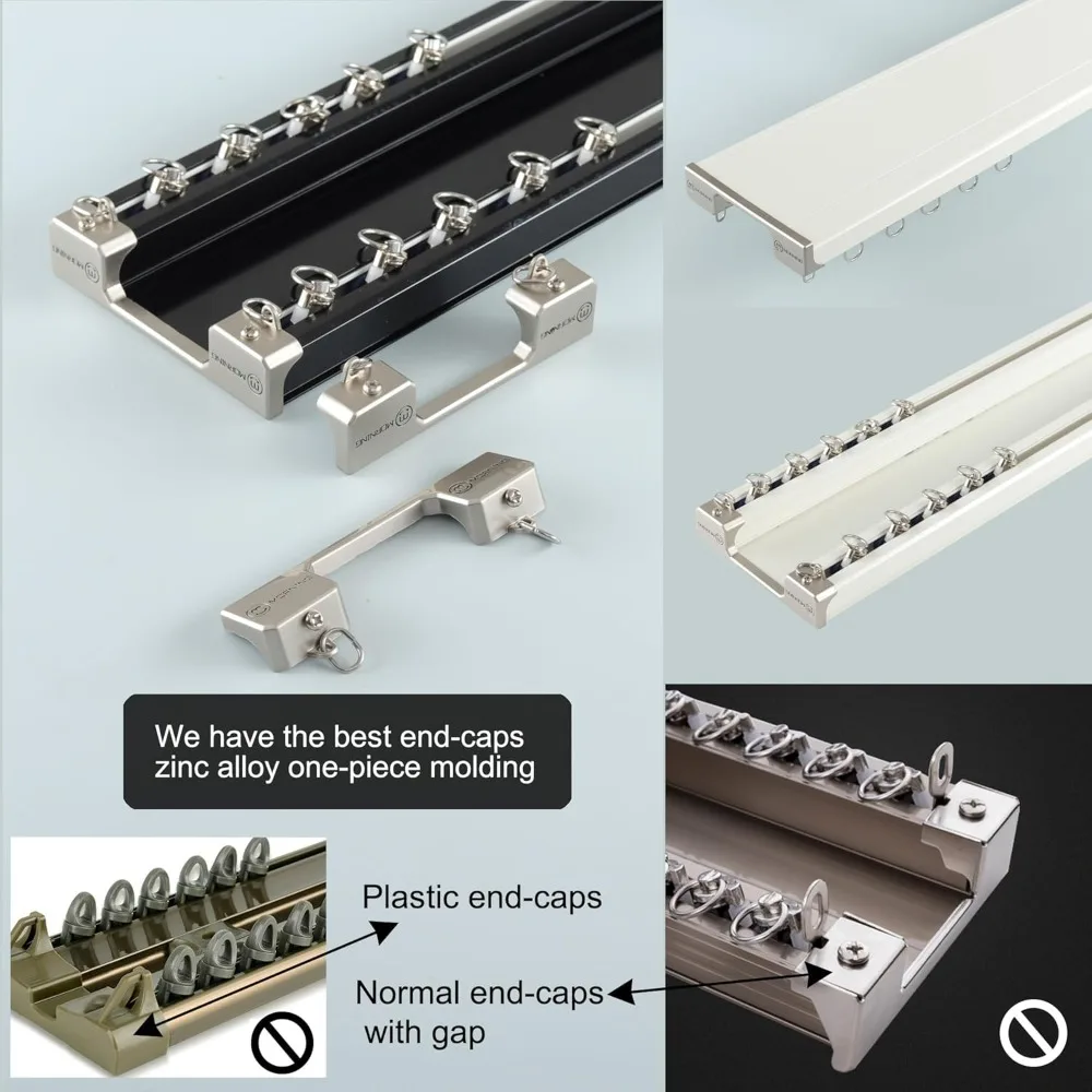 نظام مسار ستارة السقف ذات السكك الحديدية المزدوجة - حاجز منزلق أبيض، طول 4.5 متر