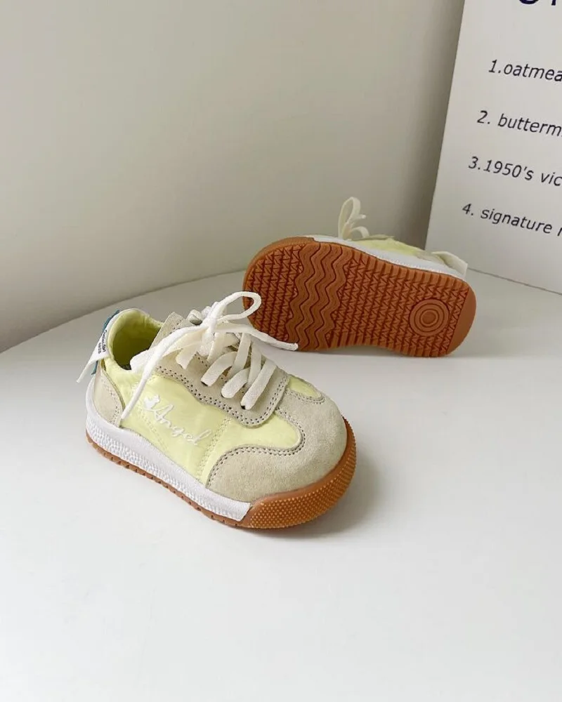 Taglia 15-25 scarpe da bambino autunno suola morbida scarpe da bambino per ragazzi 0-1 anno scarpe da tavola Casual per neonato Beige giallo blu