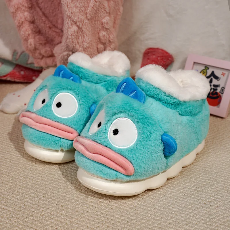 New lovely ugly fish slipper women's winter warm indoor slides woman fuzzy home bedroom shoes ladies room office booties slipper