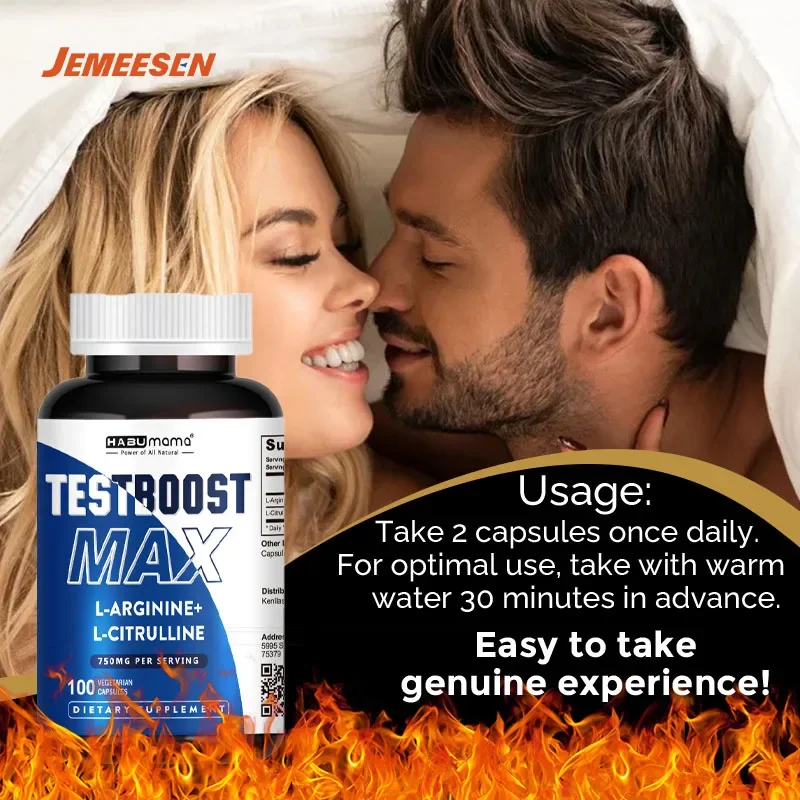 100 tabletten Mannelijk supplement met L-arginine L-citriline, uithoudingsvermogen en energie Veganistisch |   Discreet schip