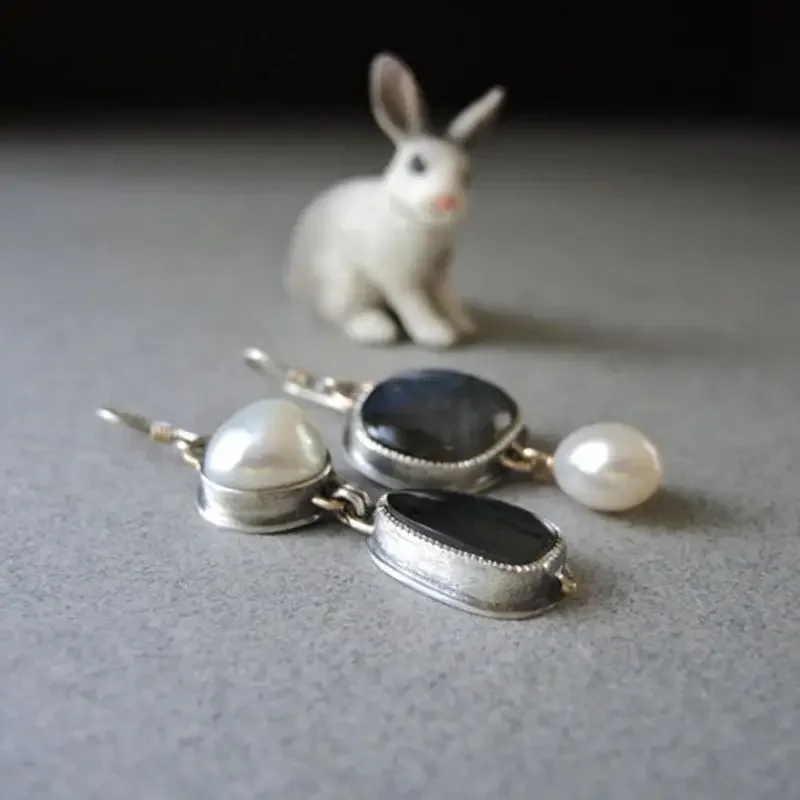 Vintage Blue Dangle Earrings For Women Fashion Jewelry New image 3