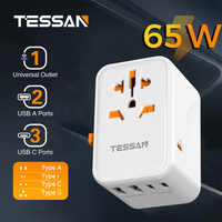 TESSAN Travel Adapter Universal Socket with USB &Type C Fast Charging Power Adapter EU/UK/USA/AUS Plug for Travel