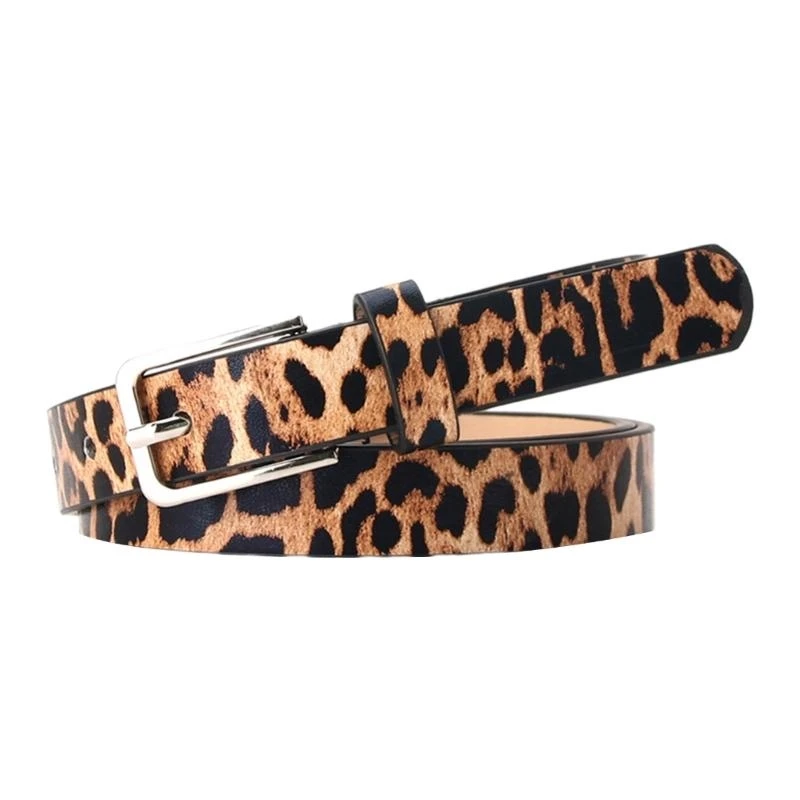 

652F Vintage Women Faux Leather Waist Belt Adjustable Wide Strap Leopard Print Waist Corset for Women Slimming Waist Belt