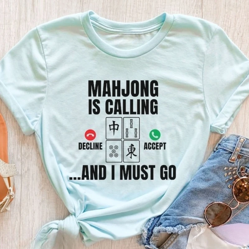 Mahjong Player Gift Funny Mahjong Game Unisex Shirt Mah Jong Chinese Games Mahjong Competition Crewneck Printed T-shirt Tops