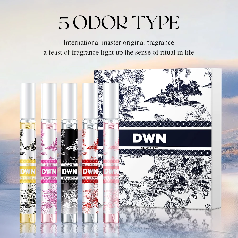 بخاخ عطر عتيق 5 قطع سعة 10 مل مع رائحة زهور رقيقة، معطر هواء محمول للمنزل/السيارة ومزيل الروائح الكريهة. أنا