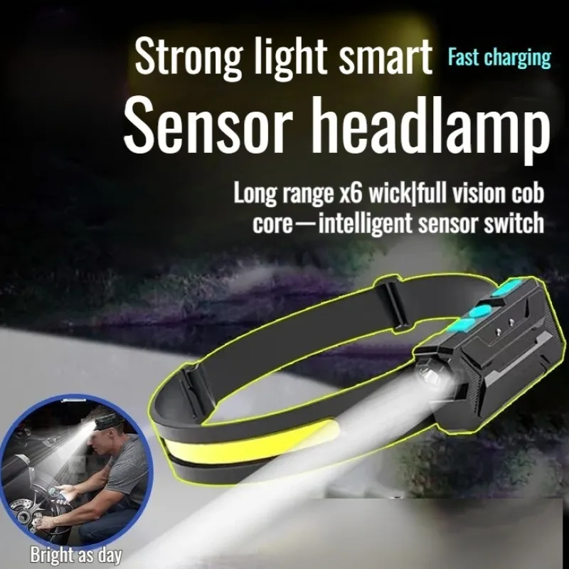 

USB-повязка на голову, датчик света, ночные ходовые огни, умные сенсорные фары для верховой езды на открытом воздухе