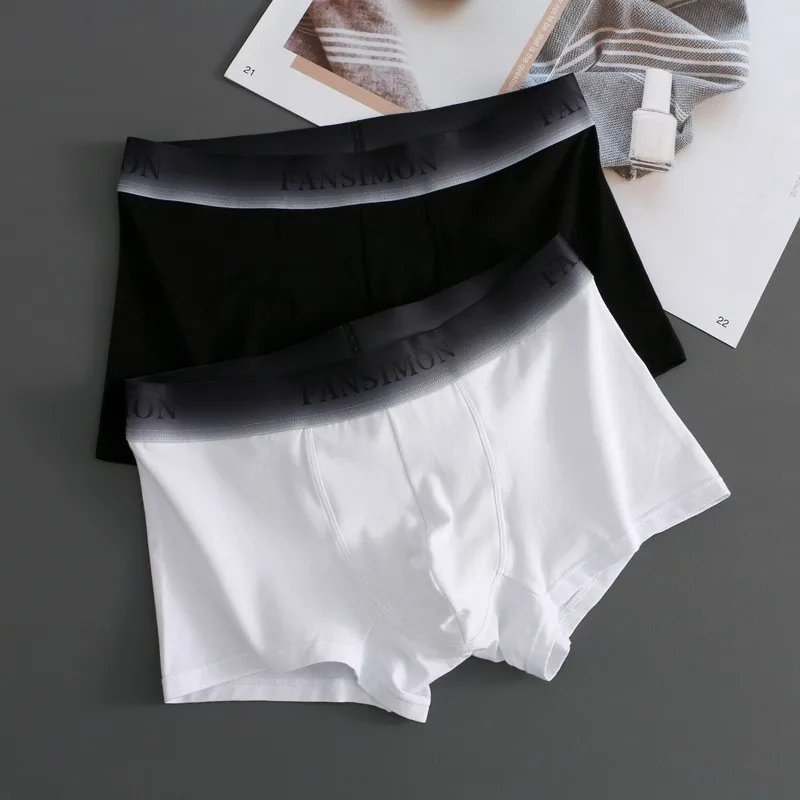 Men's underwear gradient pure cotton A-class cotton flat angle pants antibacterial breathable quick drying shorts 3PCS