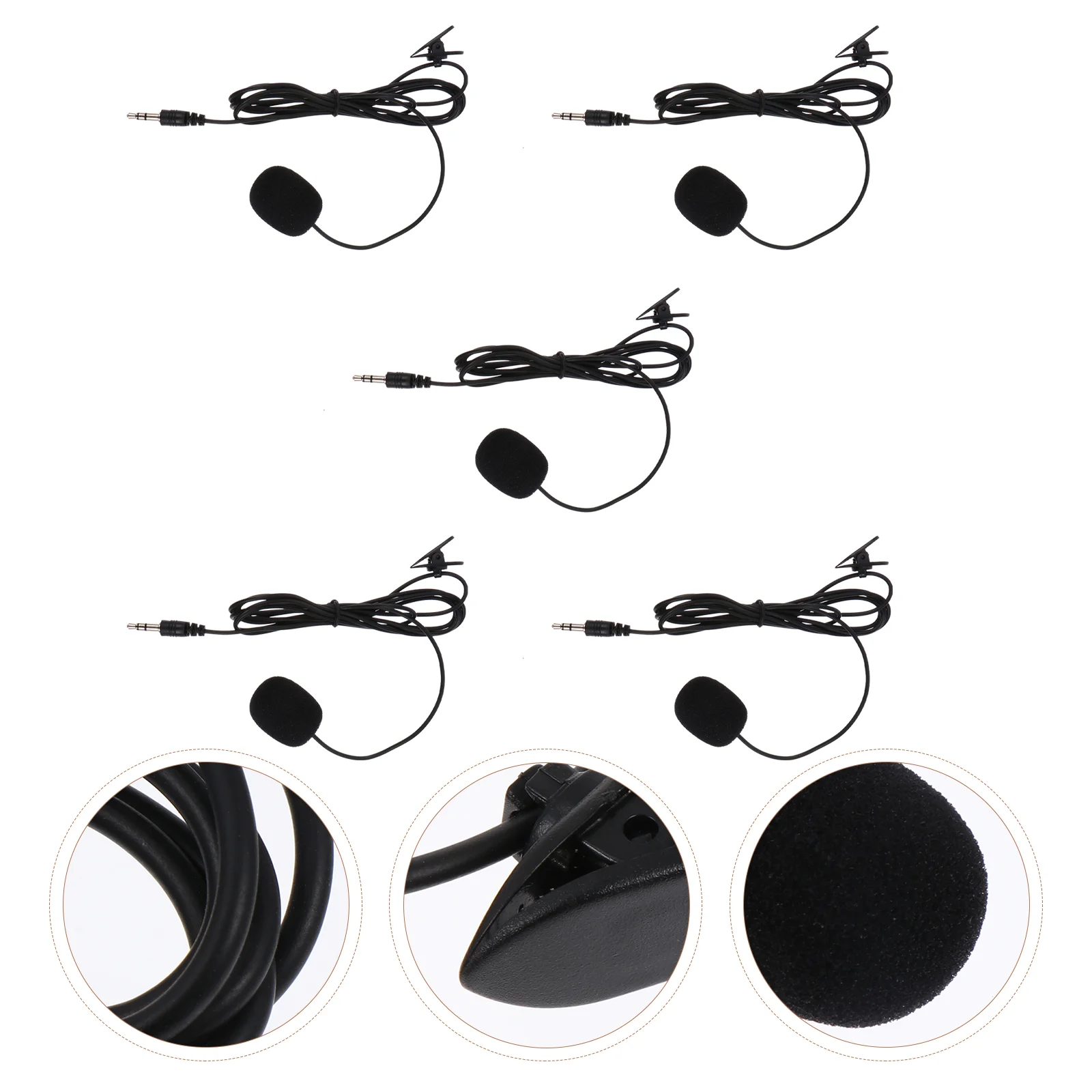 

5 Pcs Lavalier Microphone Multi-functional for Clip-on Live Broadcast Useful Wired Portable