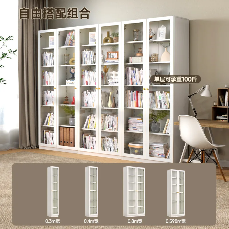 

Bookcase Steel dustproof bookshelf with door acrylic wrought iron cabinet Home living room display locker