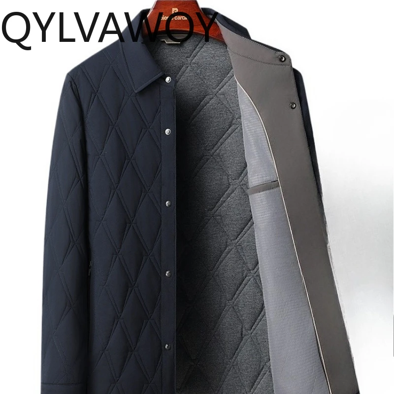 

QYLVAWOY Winter Autumn Men's Cotton Jacket Outerwear Middle-Aged & Elderly Dads Grandpas Casual High-Quality Padded Coat LJ2772
