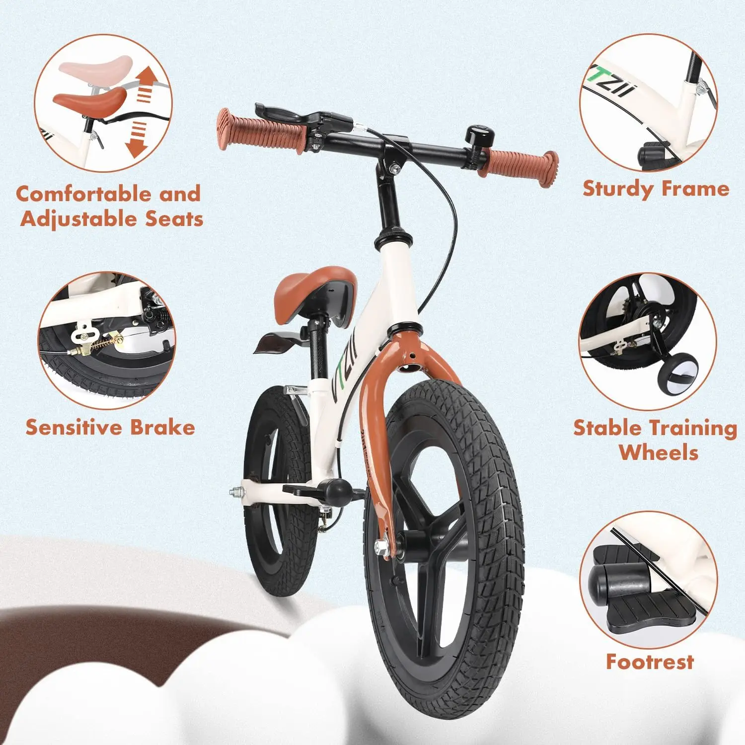 Balance Bike 2 in 1 with Pedals Brake Training Wheels Kickstand Pneumatic tyre,for Kids 2-7 Years Old,Kids Bike 14 inch