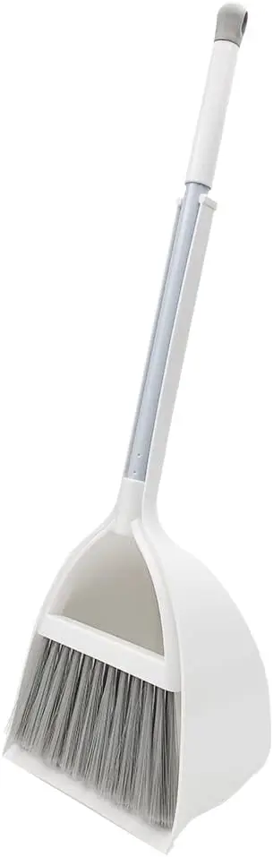 

Mini Broom and Dustpan Set for Small Areas, PET Bristles, Compact Cleaning Kit (White)