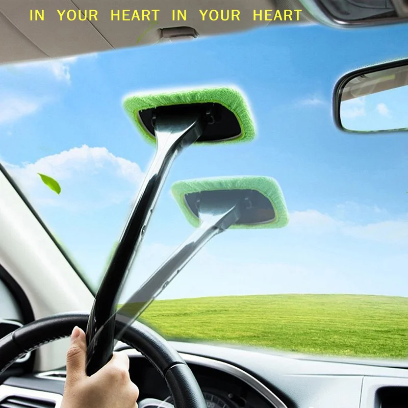 【X】Car Window Cleaner Brush Kit Windshield Cleaning Wash Tool Inside Interior Auto Glass Wiper With Long Handle Car Accessories