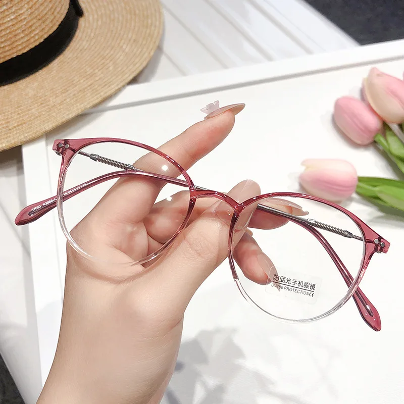 Anti-Blue Light Women Eyewear Retro Round Myopia Men Eyeglasses Frame Trend Optical Computer Transparent Universal Glasses