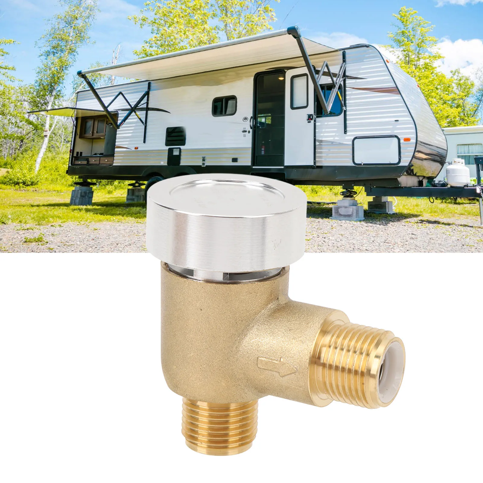 

RV Vacuum Breaker Check Valve Brass Trailer Flusher Check Valve Threads Anti Siphon 571 VAC CHK A for Travel Trailers