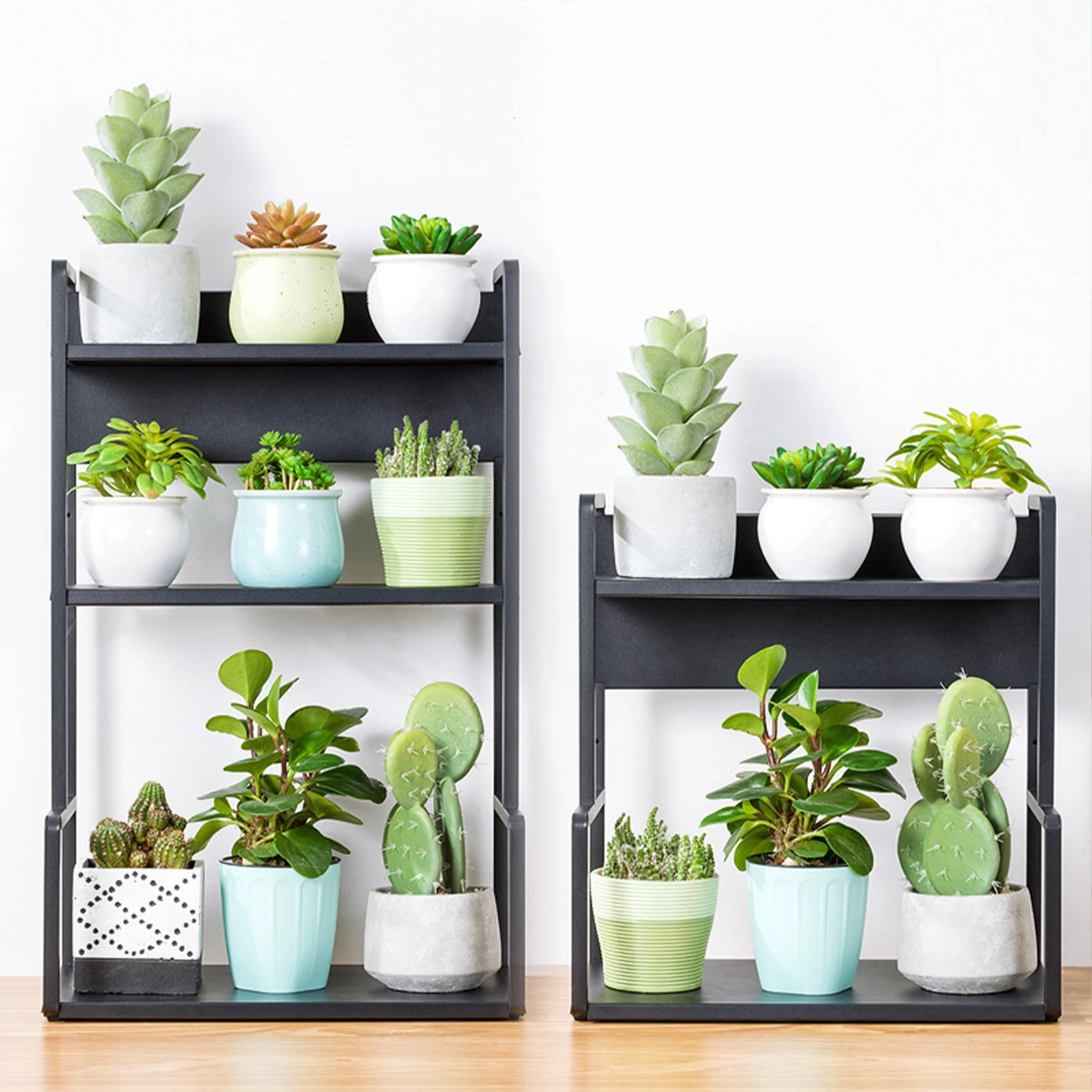 Flower Stand Pots Tray Shelf Simple And Modern Stepped Plant Shelves 40cm Black Beautiful Iron Multi-layer Storage Space