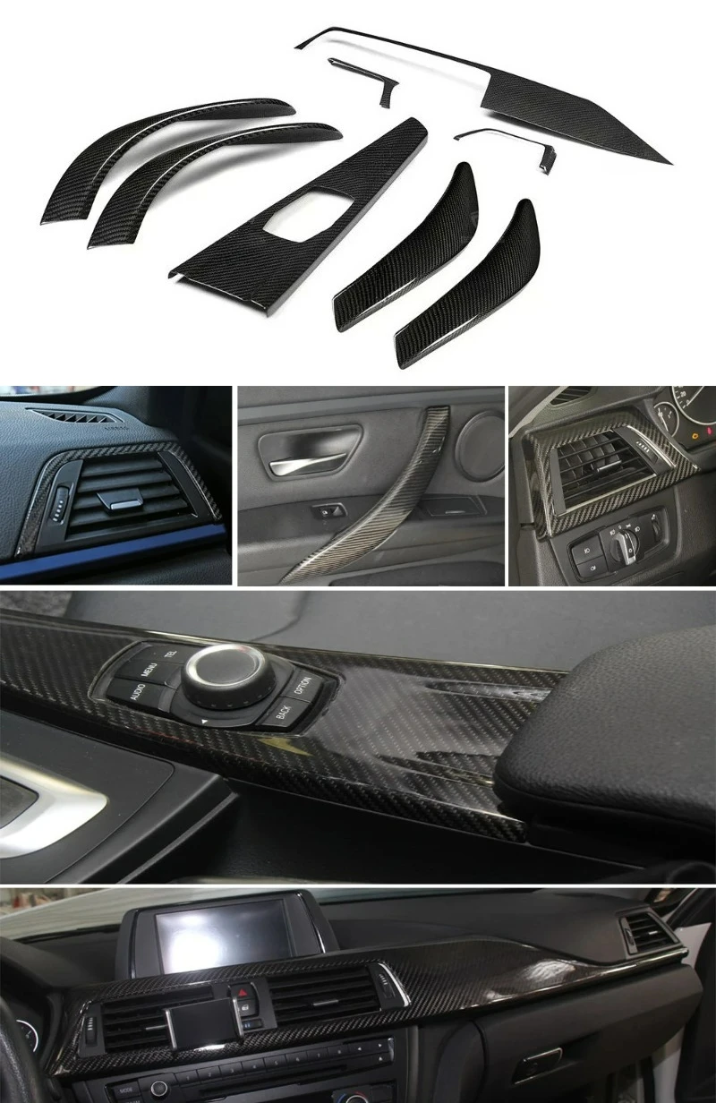

FORBMW 3 Series F30 F34 F36 F80 F82 M3 Scratch-resistant Dashboard Console Door Handle Overlay Trim Kit Dry Carbon Fiber
