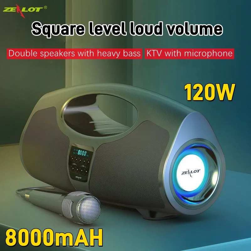 With Microphone Bluetooth Speaker Powerful Outdoor Karaoke Sound Column Caixa De Som Portable Party Box KTV Subwoofer FM 120W