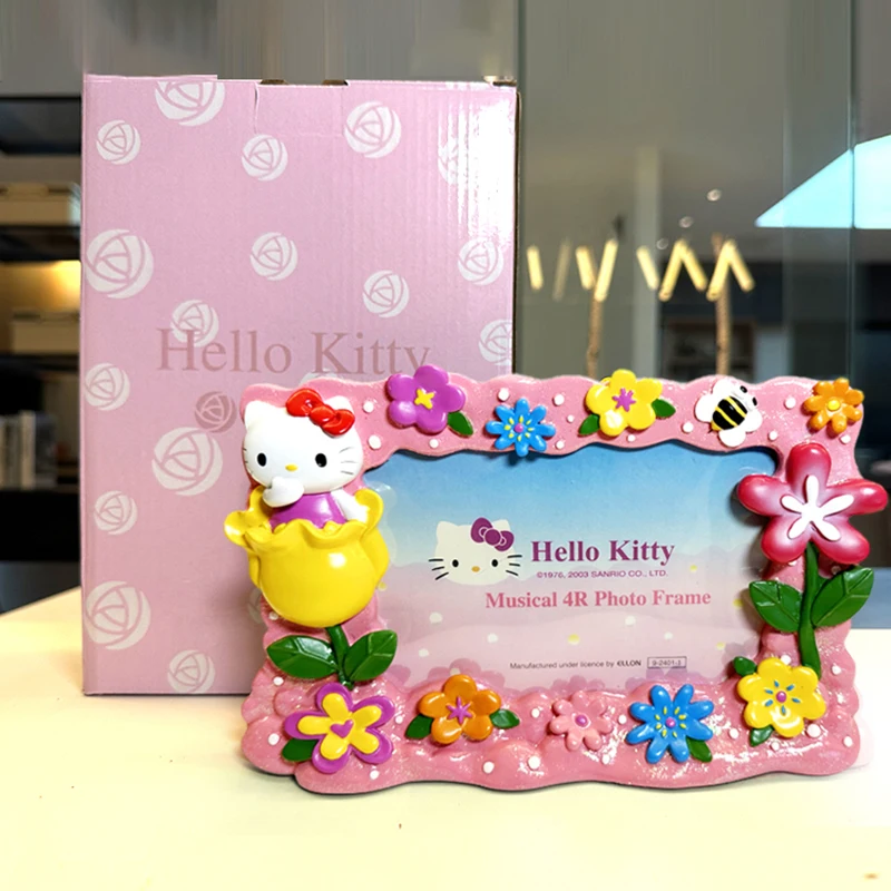 6inch Hello Kitty Photo Frame Cartoon Magic Flowers Resin Photograph Picture Frame Kawaii Desktop Bedroom Decoration Kids Gifts