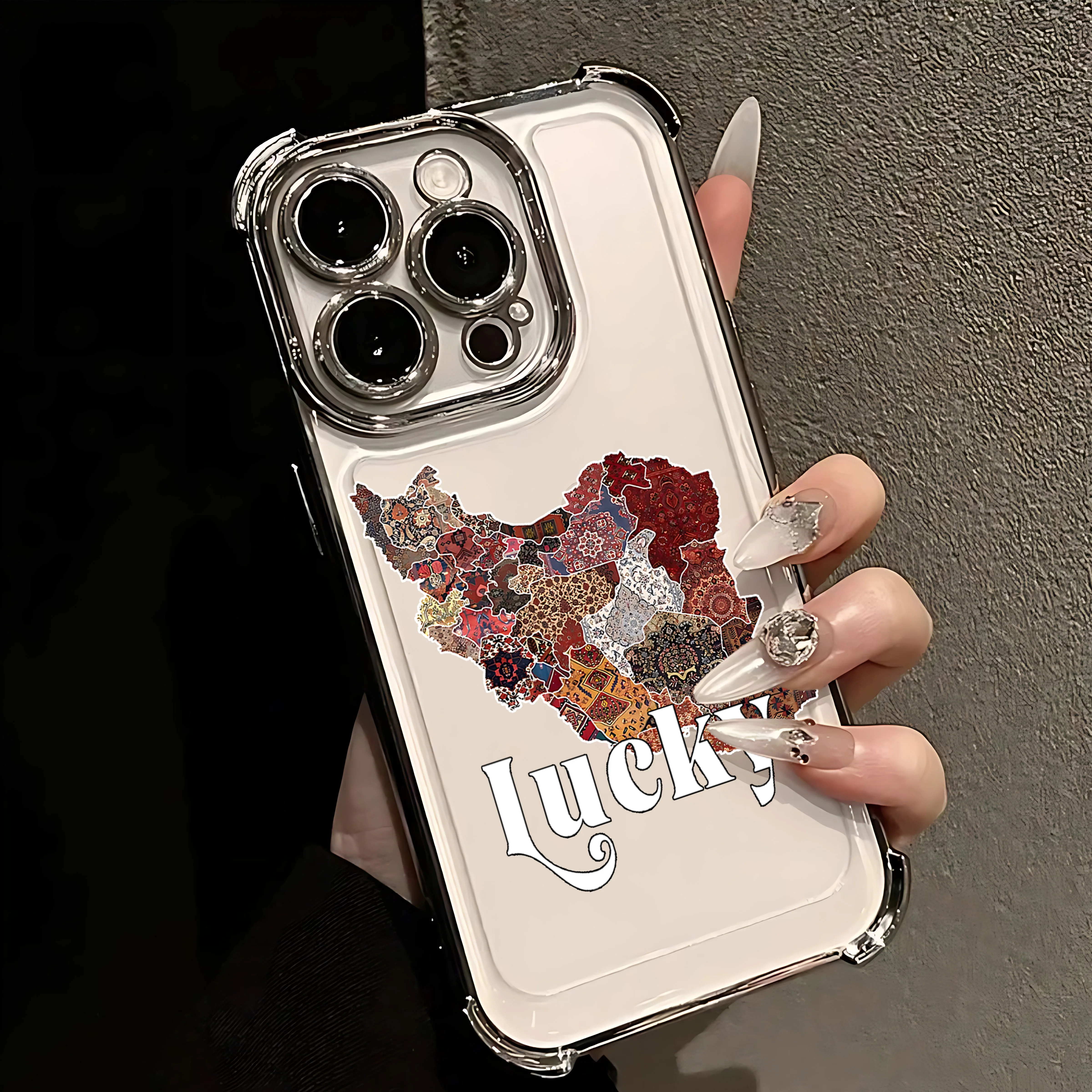 Persian vintage art Plating Phone Case For iPhone 17 16e 16 15 14 13 12 11 Pro Max X XR XSMax 8 Mini Air Plus Anti-Fall Airabag