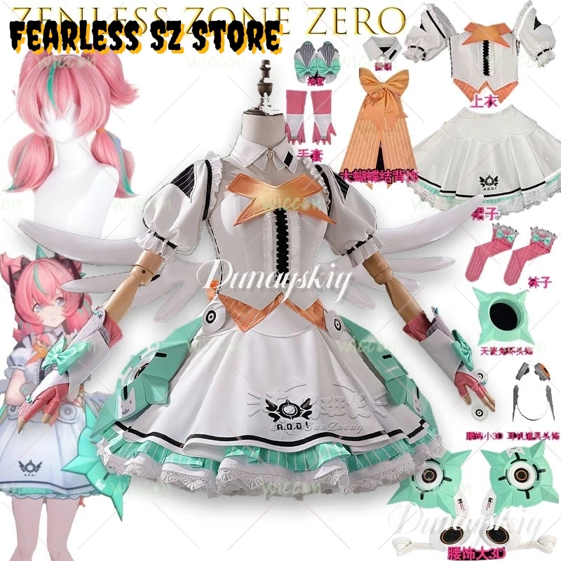 Disfraz de Cosplay de Aria, el Ángel de la Fantasía de Zenless Zone Zero, Conjunto de Ropa Sexy Ajustada con Peluca, para Juego de Rol de Anime, Halloween y Fiestas