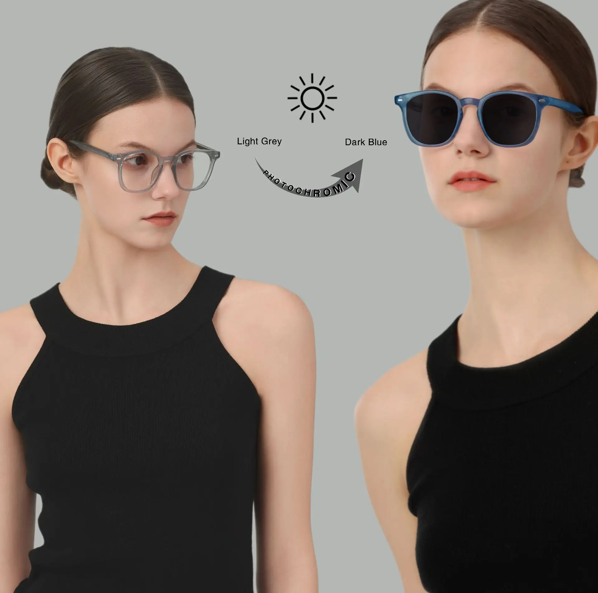 

Photochromic Sunglasses Frame Color-changing European and American Trendy Outdoor UV Protection Sunglasses for Women