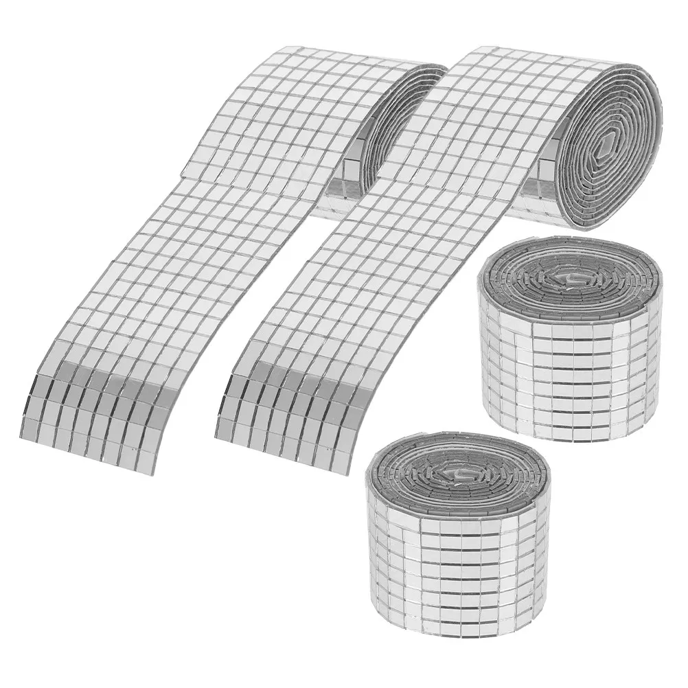 4 Rolls Clear Acrylic Mosaic Tiles Square Flat Back Peel and Stick DIY Craft Tiles for Home Decor Photo Frames Tables Ktv Wall