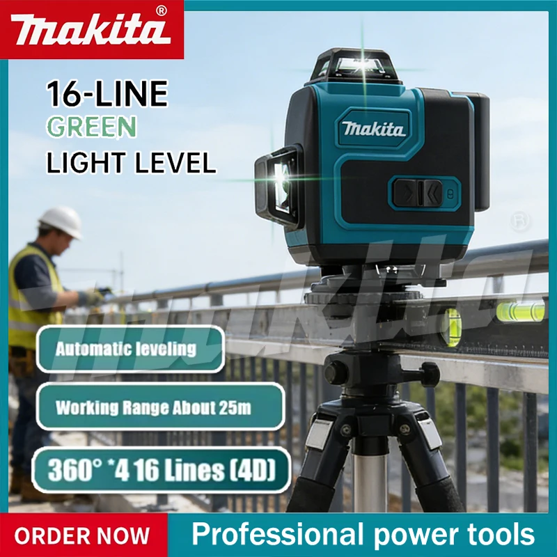 Makita 16-Line Cross Level 360 Horizontal Vertical High-Precision Green Light Laser High-Precision Wall-Mounted Portable Tool