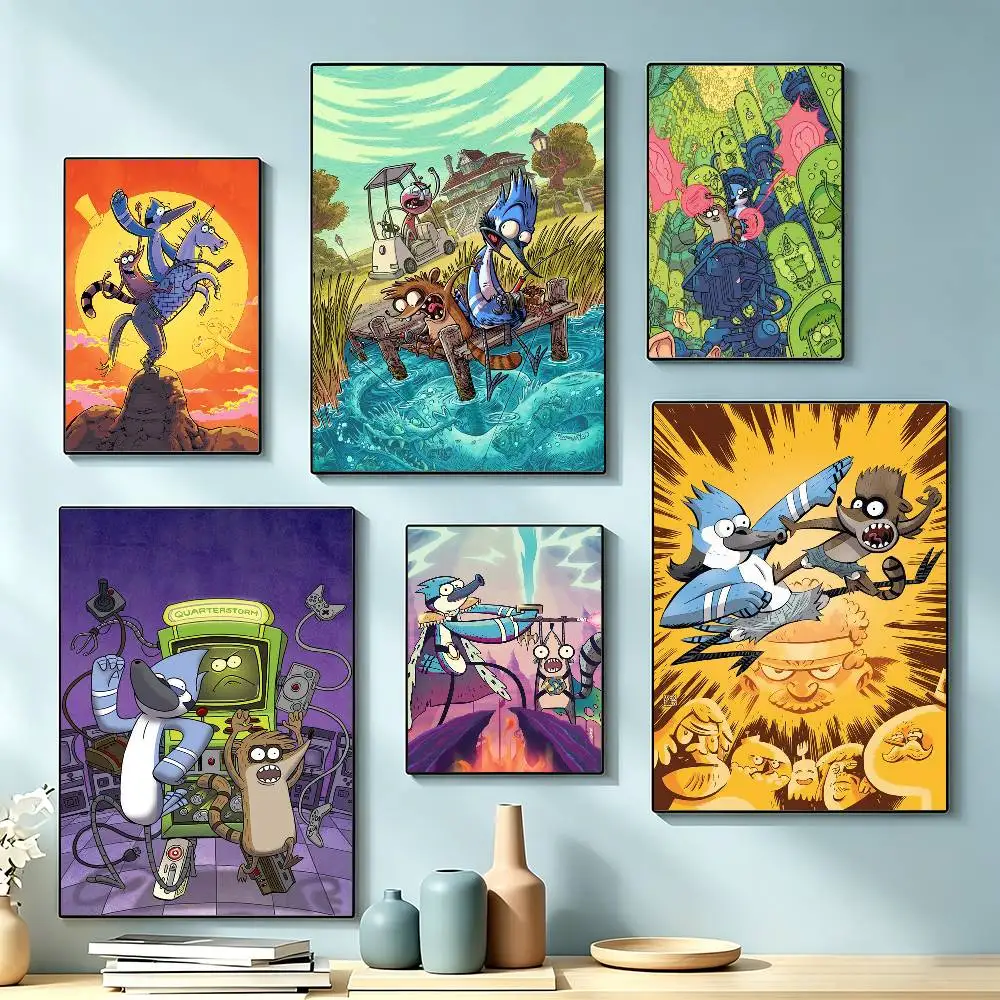 Anime R-Regular Show  Poster Waterproof Wall Art Sticker For Bar Living Room Vintage Decor High Quality Print Gift