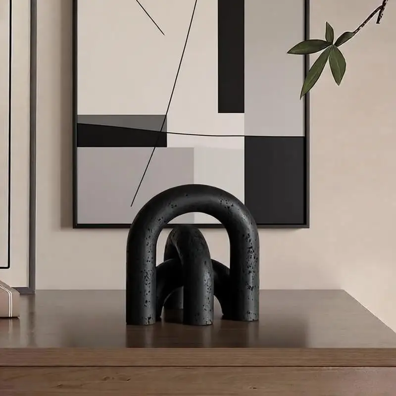Light Luxury Geometric Arch Ornaments, Decorative Curved Ornaments, Hand Carved Arched Door Models, Unique Arched Home Decor
