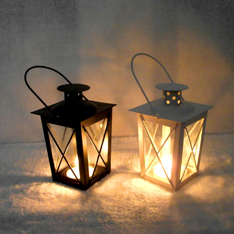 Vintage Candle Holder Moroccan Style Lantern Romantic Wedding Ornament Creative Stand Hanging Iron Art Candlestick Home Decor