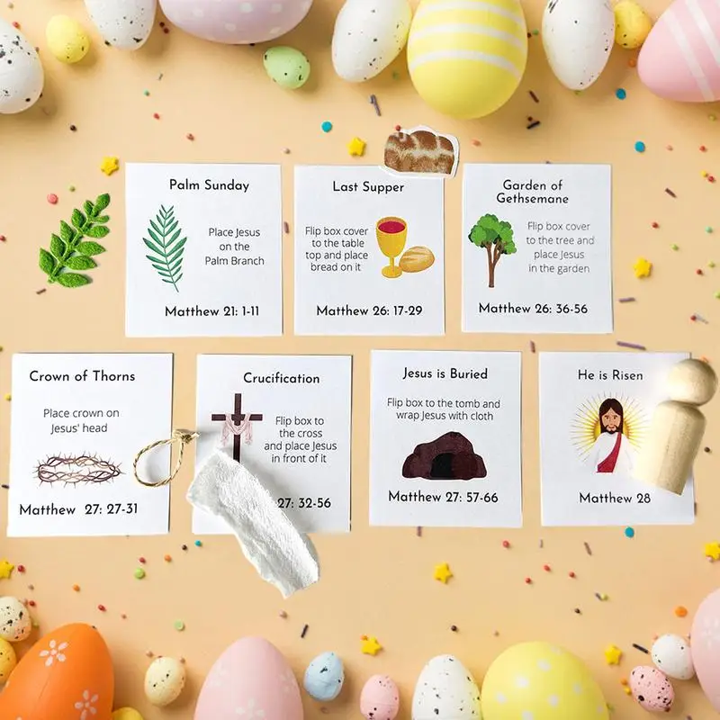 Easter Box With Card Easter Desktop Decoration With Wooden Peg Doll Creative Spring Crafts With Inspirational Cards For Home