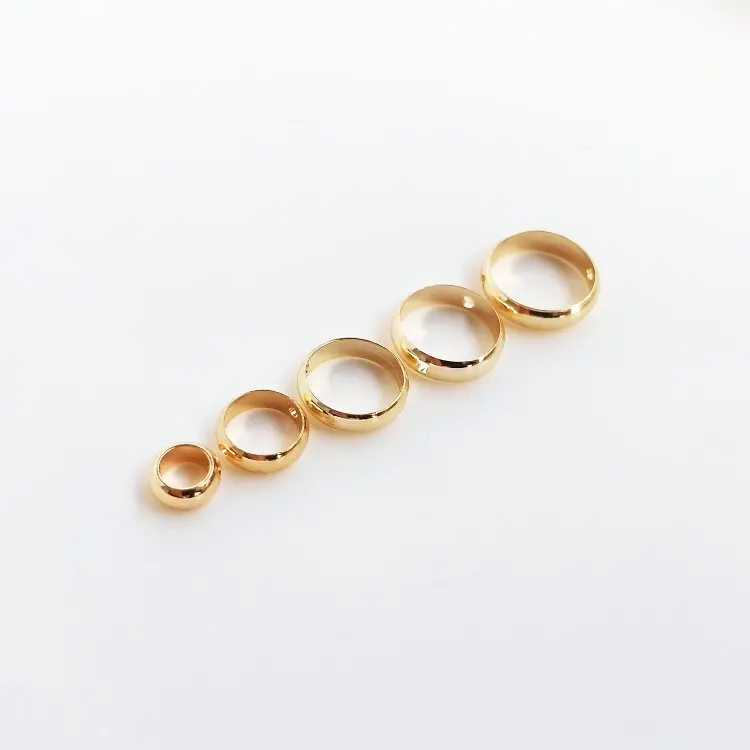 10PCS 4MM 6MM 8MM 10MM 14K Gold Color Plated Brass Beads 2 holes Oval Connect Charms High Quality Diy Jewelry Accessories