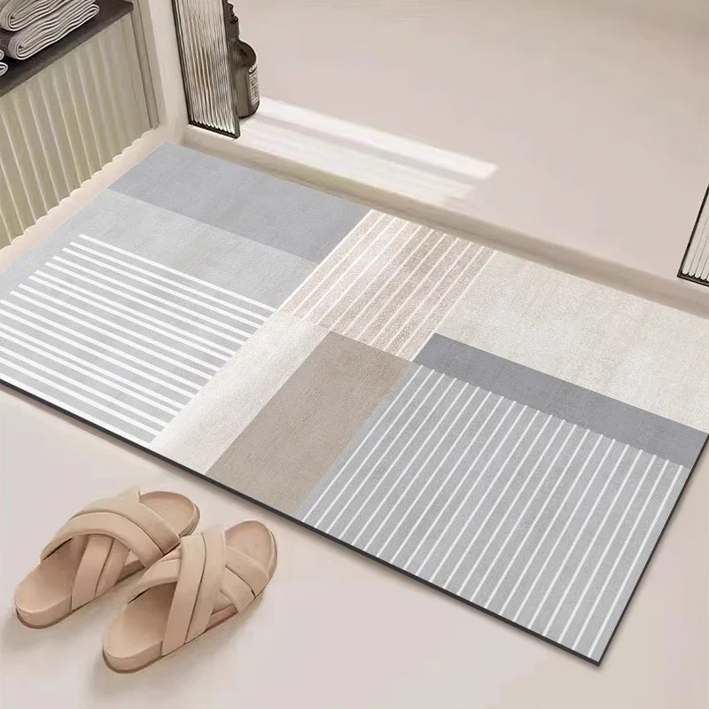 

Коврик для ванной комнаты VIKAMA - водопоглощающий мягкий коврик из ПВХ - противоскользящий коврик для двери унитаза - быстросохнущее украшение для ванной комнаты и дома