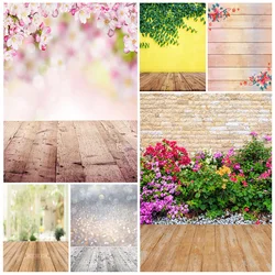 SHENGYONGBAO Spring Flower Photography Background Scenery Wall Floor Backdrop Studio Photo for Children Newborn Photocall CAT-02