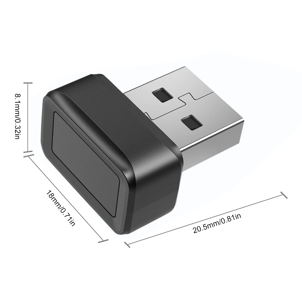 Lector de llaves de huella dactilar USB, Mini llave de seguridad biométrica táctil de 360 °, Dongle Windows Hello Mini, lector de huellas dactilares para PC o portátil