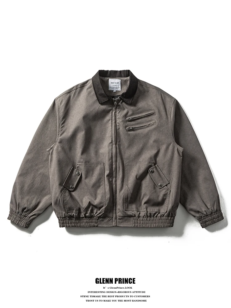 

Мужская куртка свободного кроя в стиле Detroit Workwear с множеством карманов, винтажная, для весны и осени, модная верхняя одежда в стиле Barn Sle