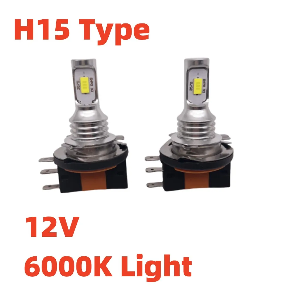 

2 шт., 12 В, 6000 К, белая светодиодная лампа H15, фары 3570 CSP, автомобильные противотуманные фары дальнего света, дневные ходовые огни для VW Audi BMW Ford Mazda