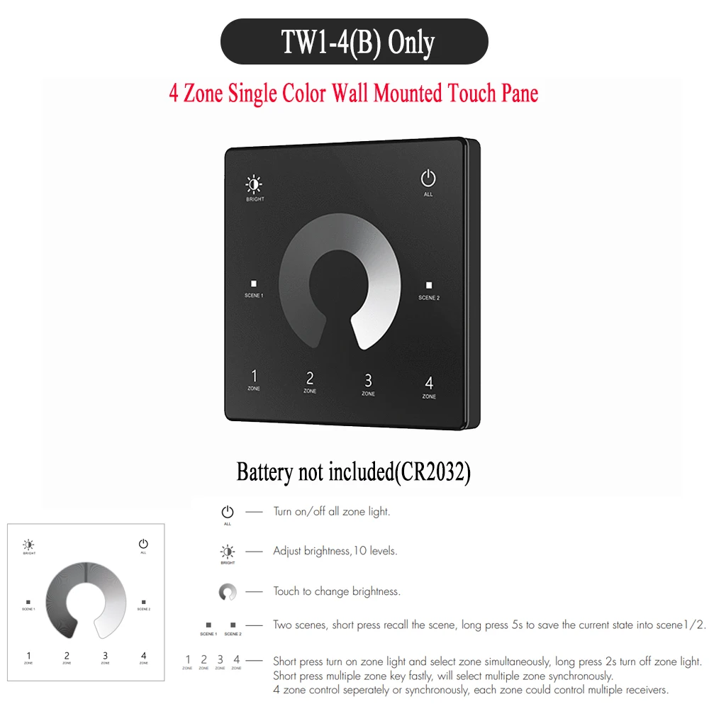 CENFAYA ZigBee & RF 2CH LED Controller DC 12V 24V Smart Dimmer Match mit RF 2,4G Fernbedienung für WW CW NW CCT LED Streifen 8