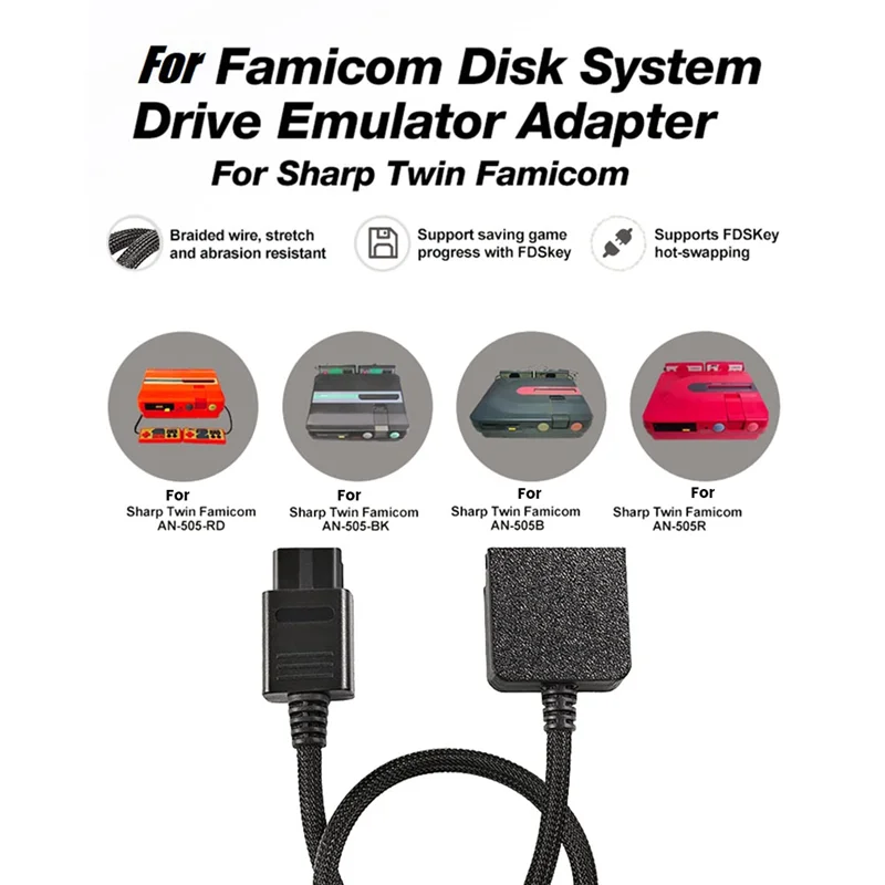 Y17A For Fdskey Disk System Drive Emulator+Cable Adapter+4GB Card With OLED Display For Sharp Twin Famicom Emulator