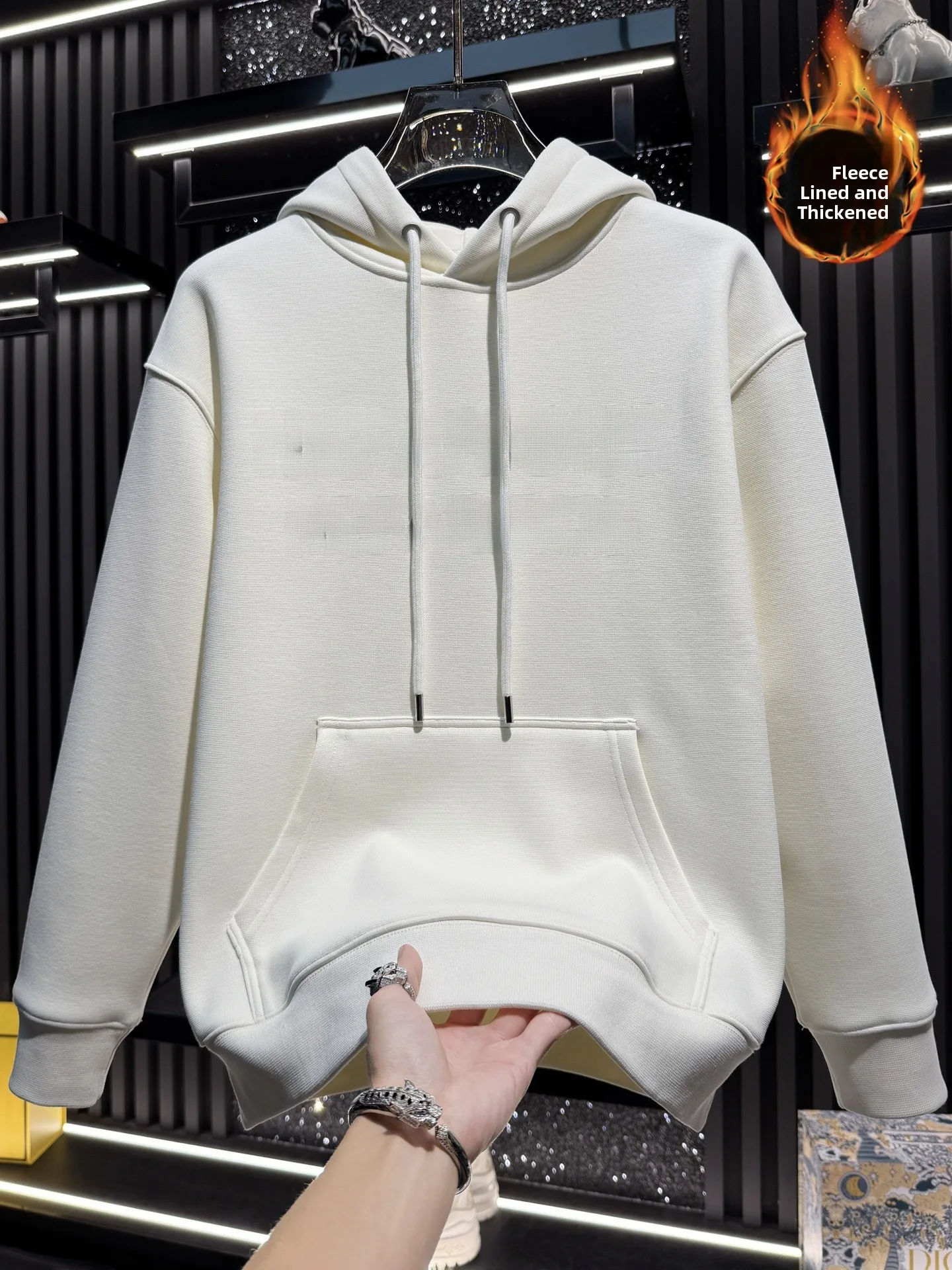 

Men's Hoodie Sweatirt Fce Lined Letter Print Oversized Thi Long Sve Winter New Sle Trendy Comfortable Luxury Sle