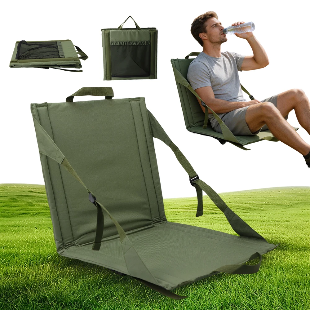 Klappbarer Campingstuhl, tragbarer Outdoor-Stuhl mit Rückenlehne und 0,5 Zoll Schaumstoffpolster für Musikfestivals, Picknicks, Reisen, Angeln, 43*42cm