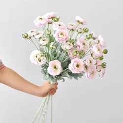 69CM Artificial Flower Flocking Small Lotus Nordic Ins Home Decoration Wedding Decoration 6 Piece Peony Bouquet