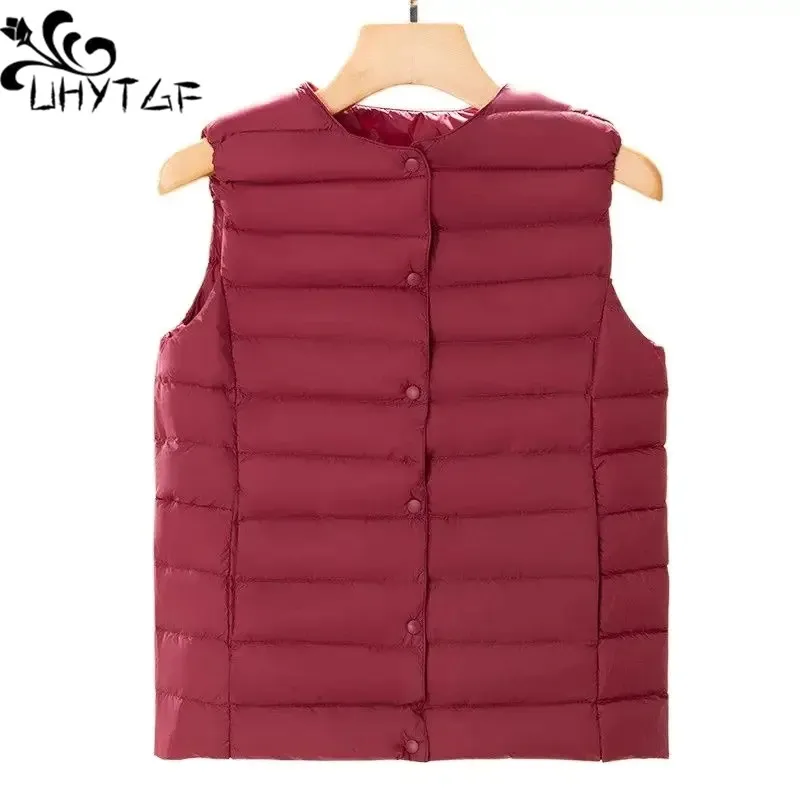 

Autumn Clothes Korean Women Vest Coat Ultra Light 90% White Duck Down Jacket Waistcoat Sleeveless Large Size Vest Ladies 4XL 477