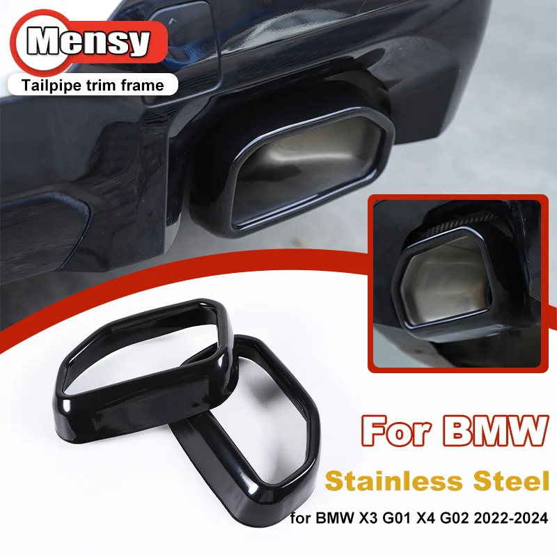 Stainless Steel Black for BMW X3 G01 X4 G02 2022-2024 Car Four-out Tail Throat Muffler Exhaust Pipe Trim Cover Accessories