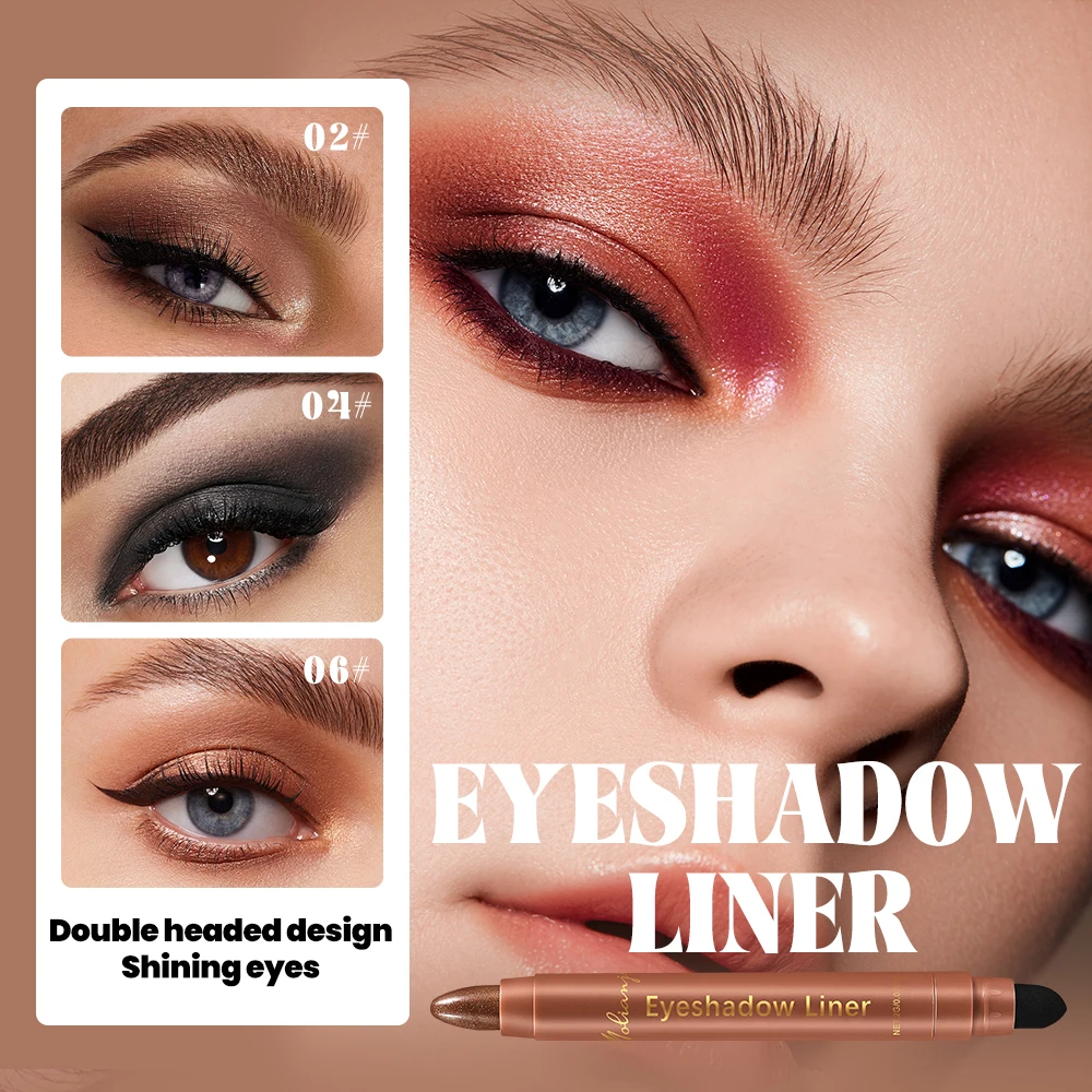 【6 Colors Available!】Silky Long-Lasting Eyeshadow Stick, Pearlescent Brightening Dual-Ended Design, Portable Touch-Up, Instant Color Payoff Without Fallout, Suitable for Daily Use/Dating/Music Festivals/Parties and Other Occasions