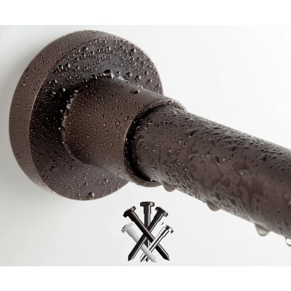 

Adjustable Shower Curtain Rod 43-73 Inches, Rustproof Matte Bronze Tension Rod for Bathroom, No Drill Installation