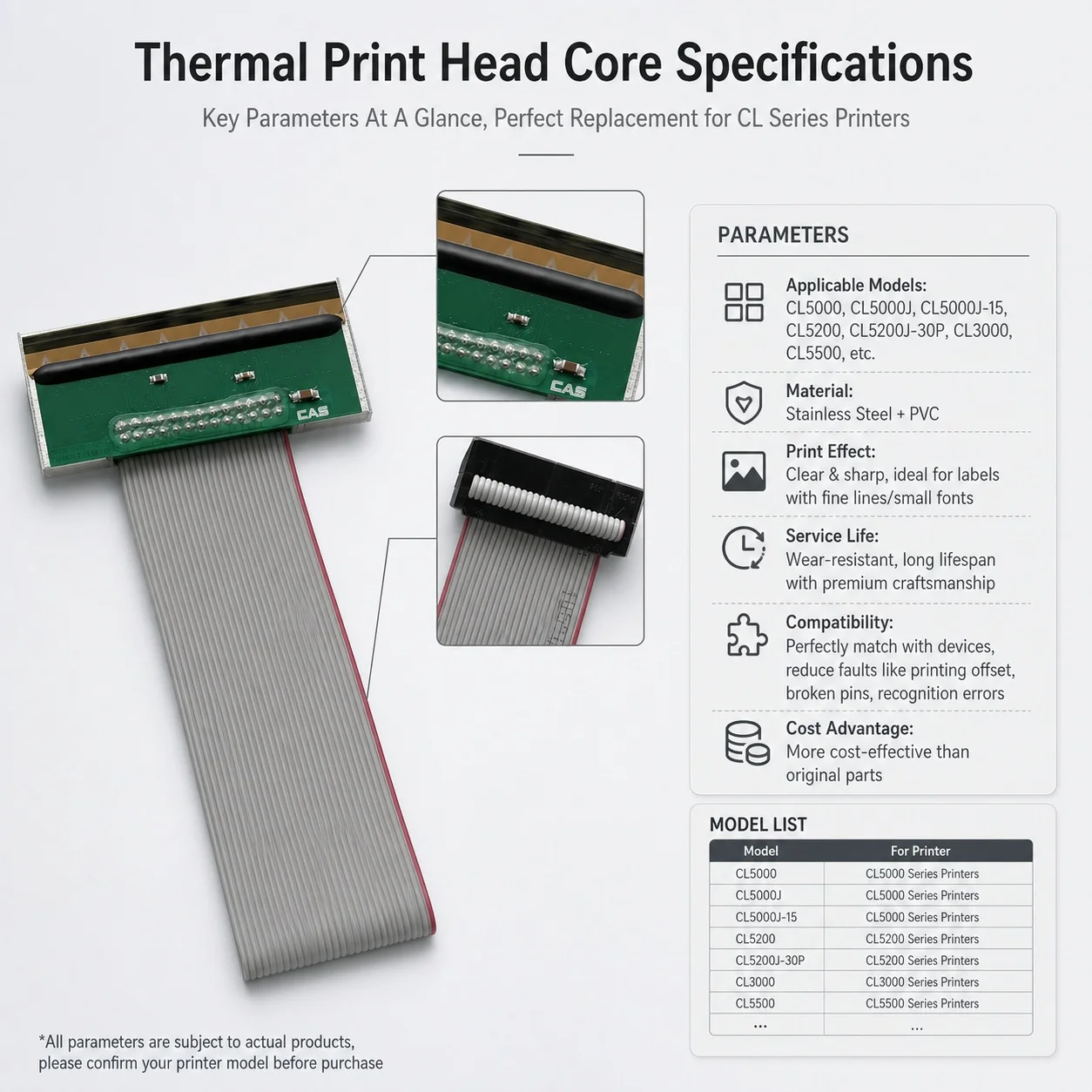 Brand New For CAS Thermal Printhead for CAS CL5000 CL5000J-15 IS CL5000J CL5200 CL3000 Label Printing Scales Print Head