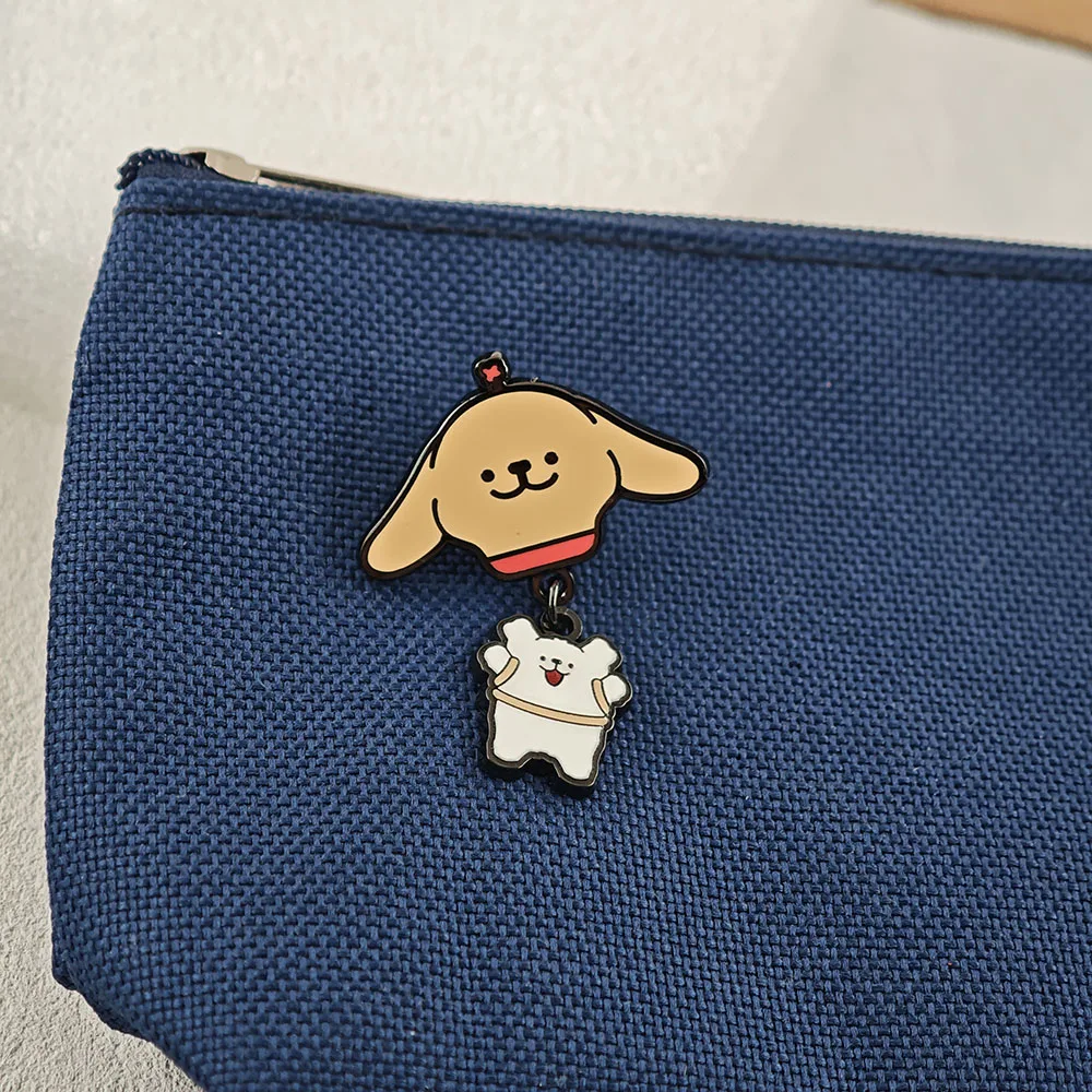 Malteser-Emaille-Pins mit Kette, Niedliche Welpen-Broschen, Kawaii Golden Retriever Metall-Abzeichen, Rucksack-Anstecknadel, Geschenk für Fans – Detail 7