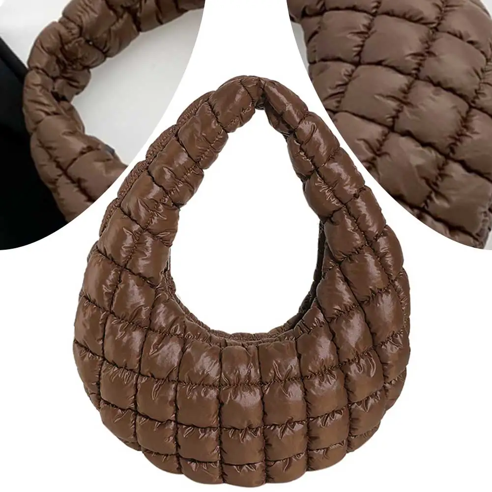 حقيبة هوبو نسائية أنيقة مبطنة متعددة الاستخدامات حقيبة يد مبطنة خفيفة الوزن حقيبة مطوية على شكل سحابة لفصلي الخريف والشتاء #1